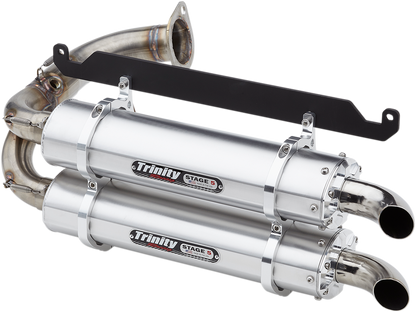 TRINITY RACING Stage 5 Slip-On Dual Muffler - Brushed Aluminum Talon 1000 2019-2022   TR-4169S