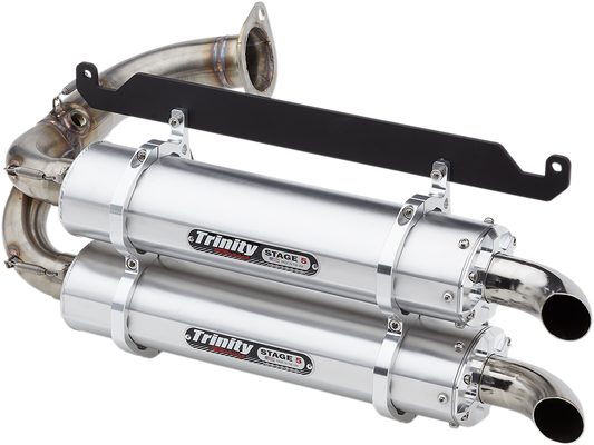 TRINITY RACING Stage 5 Slip-On Dual Muffler - Brushed Aluminum Talon 1000 2019-2022   TR-4169S