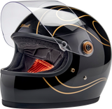 BILTWELL Gringo S Helmet - Gloss Black Flames - XL 1003-567-505