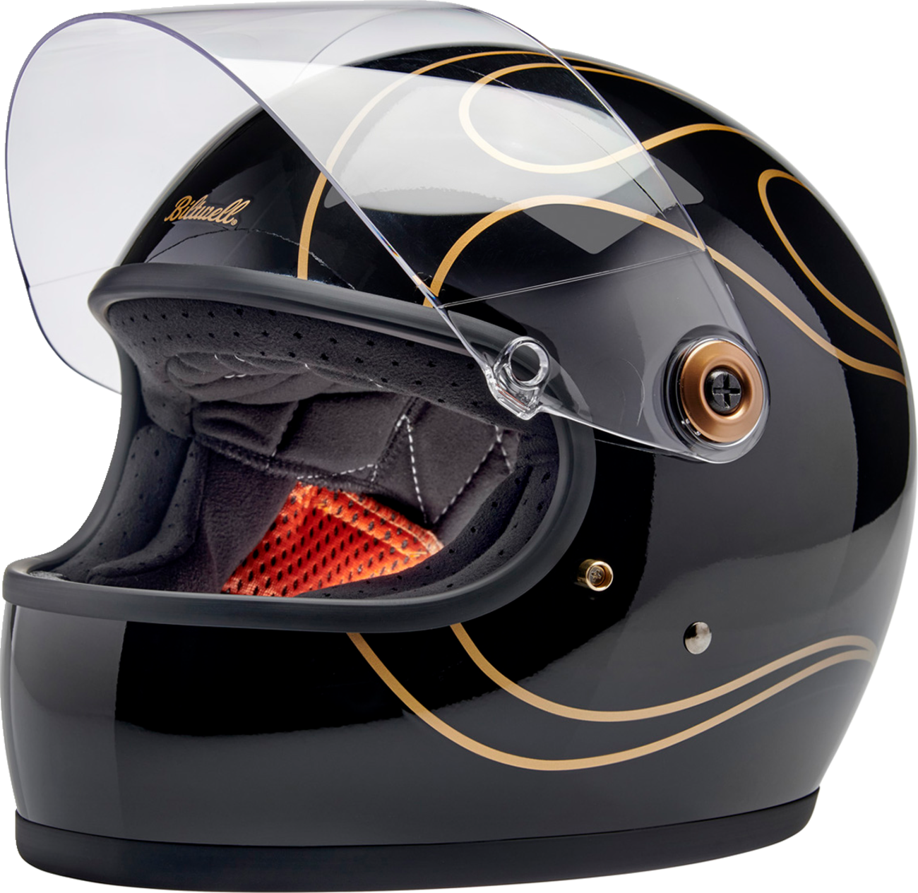 BILTWELL Gringo S Helmet - Gloss Black Flames - Small 1003-567-502