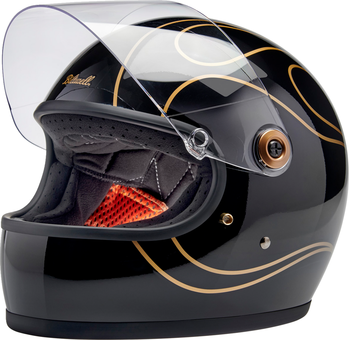 BILTWELL Gringo S Helmet - Gloss Black Flames - Large 1003-567-504