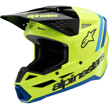 ALPINESTARS Youth SM3 Helmet - Radium - Gloss Yellow Fluo/Black/Blue - Large 8301825-5017-YL