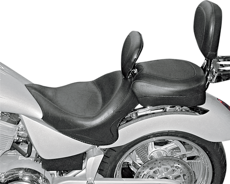 MUSTANG Seat - Vintage - Wide - Touring - With Driver Backrest - Two-Piece - Smooth - Black - Vegas 79381
