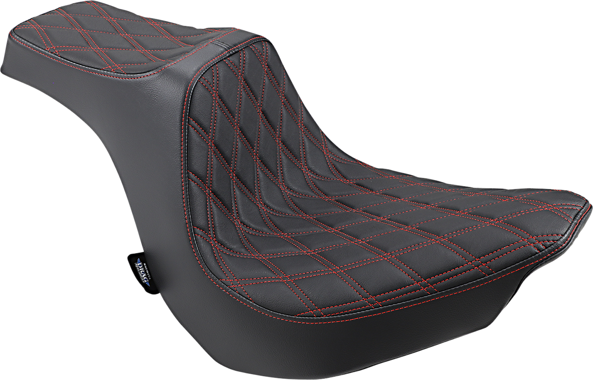 DRAG SPECIALTIES Asiento Predator III - Doble diamante - Costuras rojas - FLFB/S '18 -'22 0802-1190