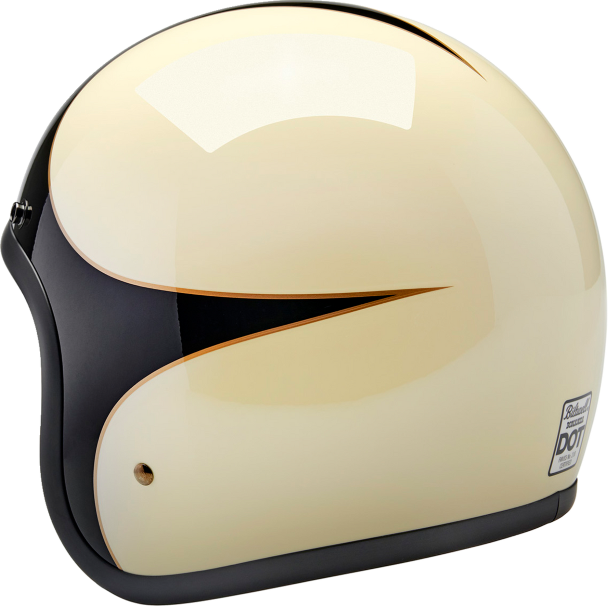 BILTWELL Bonanza Helmet - Gloss Vintage White/Black Scallop - Medium 1001-559-203