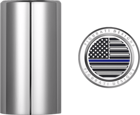 FIGURATI DESIGNS Docking Hardware Covers - American Flag - Blue Line - Long - Stainless Steel FD70-DC-2545-SS