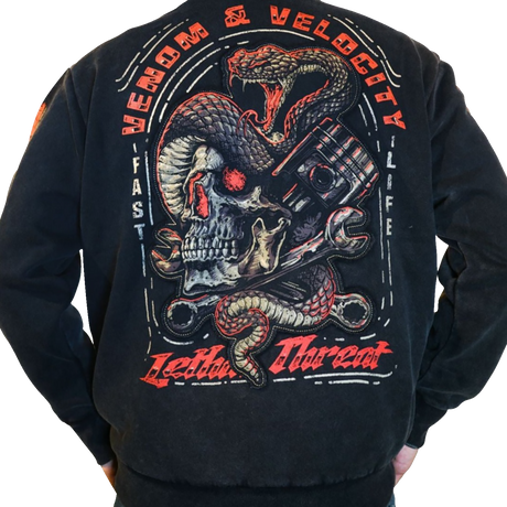 LETHAL THREAT Venom & Velocity Zip-Up Hoodie - Black - Medium HD84075M