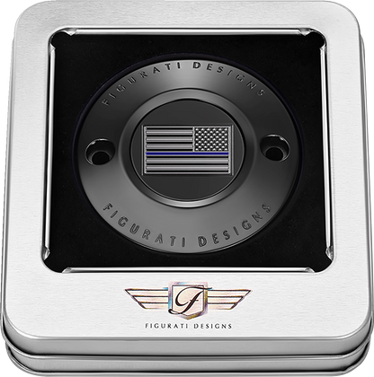 FIGURATI DESIGNS Timing Cover - 2 Hole - American - Blue Line - Black FD71-TC-2H-BLK