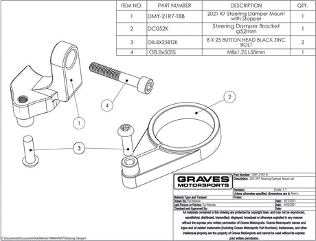 Graves motorsports works steering damper mount R7 2021-2024 DMY-21R7-K