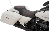 DRAG SPECIALTIES Asiento Predator III - Doble diamante - Costura roja - FL '08-'22 0801-1116