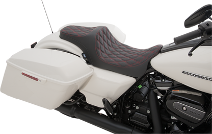 DRAG SPECIALTIES Predator III Seat - Double Diamond - Red Stitched - FL '08-'22 0801-1116