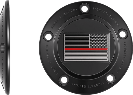 FIGURATI DESIGNS Timing Cover - 5 Hole - American - Red Line - Black FD75-TC-5H-BLK