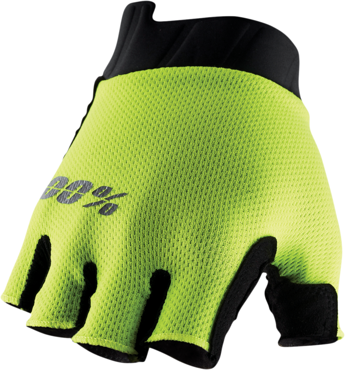 100% Exceeda Short Finger Gloves - Fluorescent Yellow - Medium 10024-00006