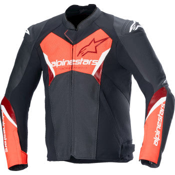 ALPINESTARS Faster v3 Airflow Leather Jacket - Black/Red Fluo - US 50 / EU 60 3103625-1030-60