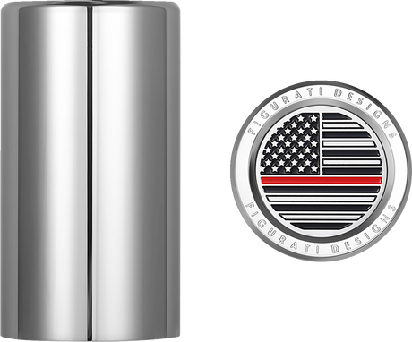FIGURATI DESIGNS Docking Hardware Covers - American Flag - Red Line - Long - Stainless Steel FD73-DC-2545-SS
