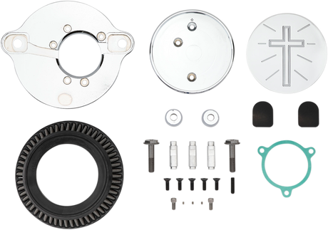 LA CHOPPERS Cross Air Cleaner - Chrome - M8 LA-2395-03