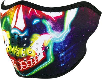 ZAN HEADGEAR Neoprene Half Mask - Neon Electric Skull WNFM098H