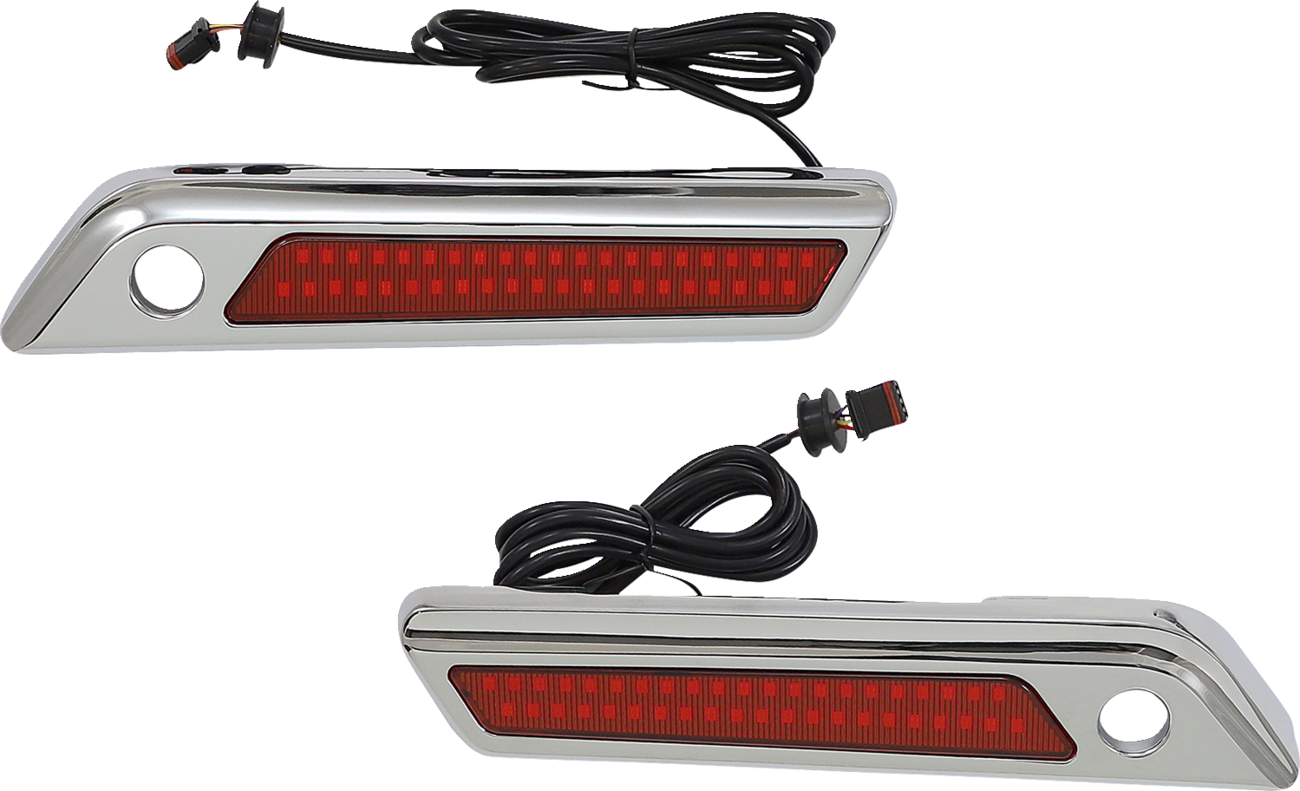 CUSTOM DYNAMICS Latch Light - Saddlebag - Dual Color - Red - Chrome CD-SBL-DC4-RC