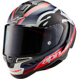 IN STOCK ALPINESTARS Supertech R10 Helmet - Team - Matte Black/Carbon Red Fluo/Blue - Medium 8200224-1383-M