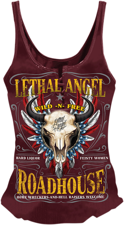 LETHAL THREAT Women's Roadhouse Tank Top - Red - Medium LA20595M