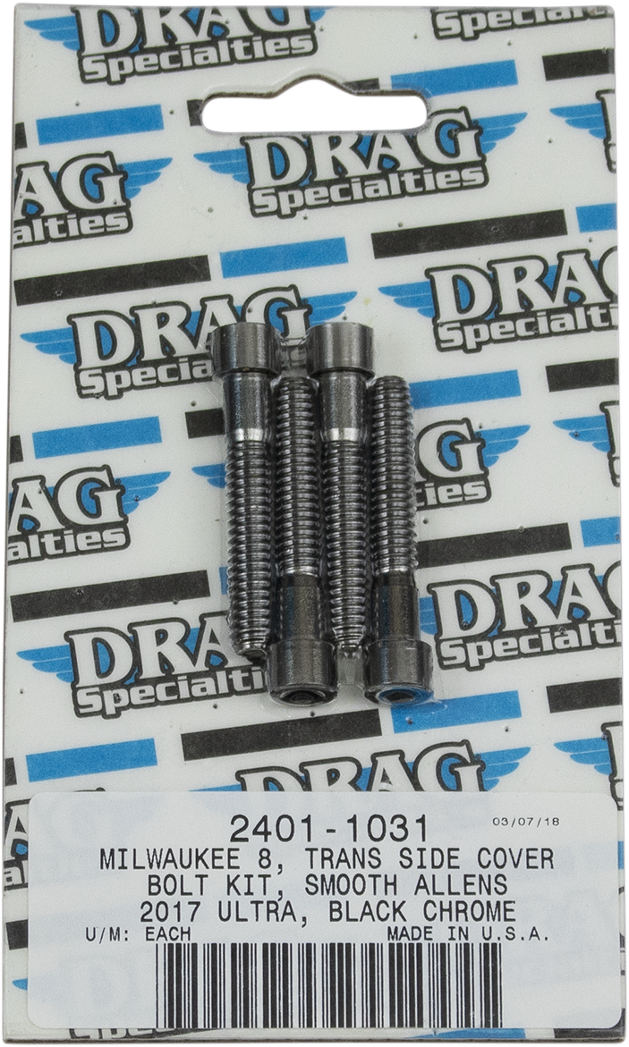 DRAG SPECIALTIES Kit de pernos lisos para cubierta de transmisión - Negro/Cromo - M8 MK782SBK 