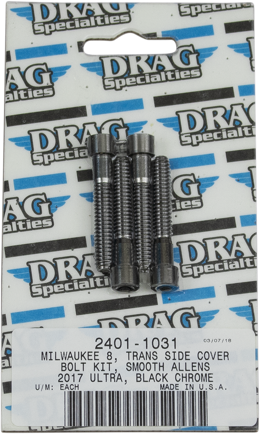 DRAG SPECIALTIES Transmission Cover Smooth Bolt Kit - Black/Chrome - M8 MK782SBK