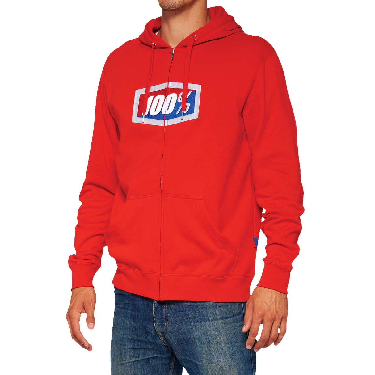 100% Official Fleece Zip-Up Hoodie - Red - Small 20032-00015