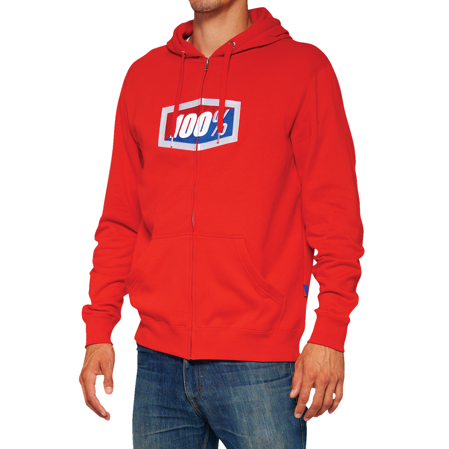 100% Official Fleece Zip-Up Hoodie - Red - Large 20032-00017