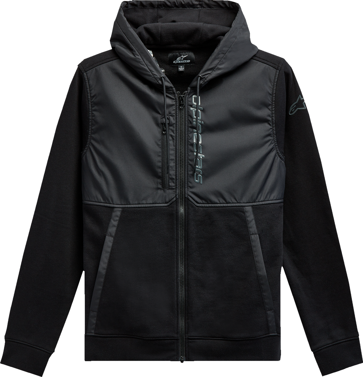 Sudadera con capucha y cremallera ALPINESTARS Aligned - Negro/Negro - 2XL 12135100010102X