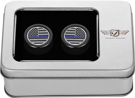 FIGURATI DESIGNS Docking Hardware Covers - American Flag - Blue Line - Short - Black FD71-DC-2530-BK