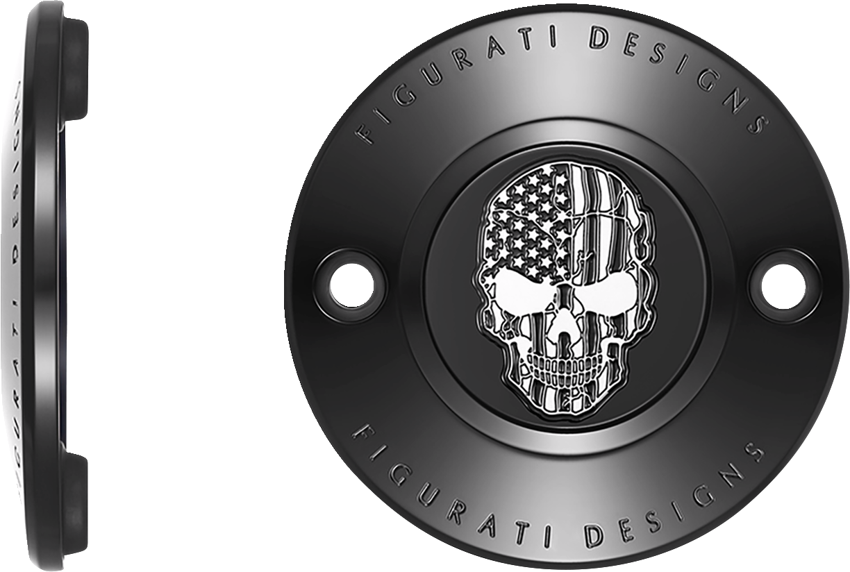 FIGURATI DESIGNS Timing Cover - 2 Hole - Skull - Contrast Cut - Black FD28-TC-2H-BLK