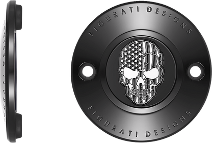 FIGURATI DESIGNS Timing Cover - 2 Hole - Skull - Contrast Cut - Black FD28-TC-2H-BLK