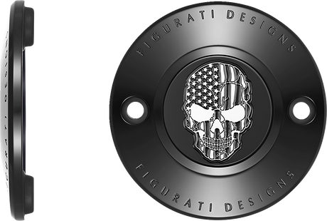 FIGURATI DESIGNS Timing Cover - 2 Hole - Skull - Contrast Cut - Black FD28-TC-2H-BLK