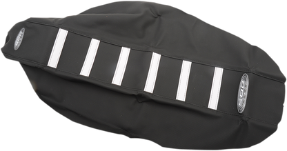 SDG 6-Ribbed Seat Cover - White Ribs/Black Top/Black Sides 95946WK