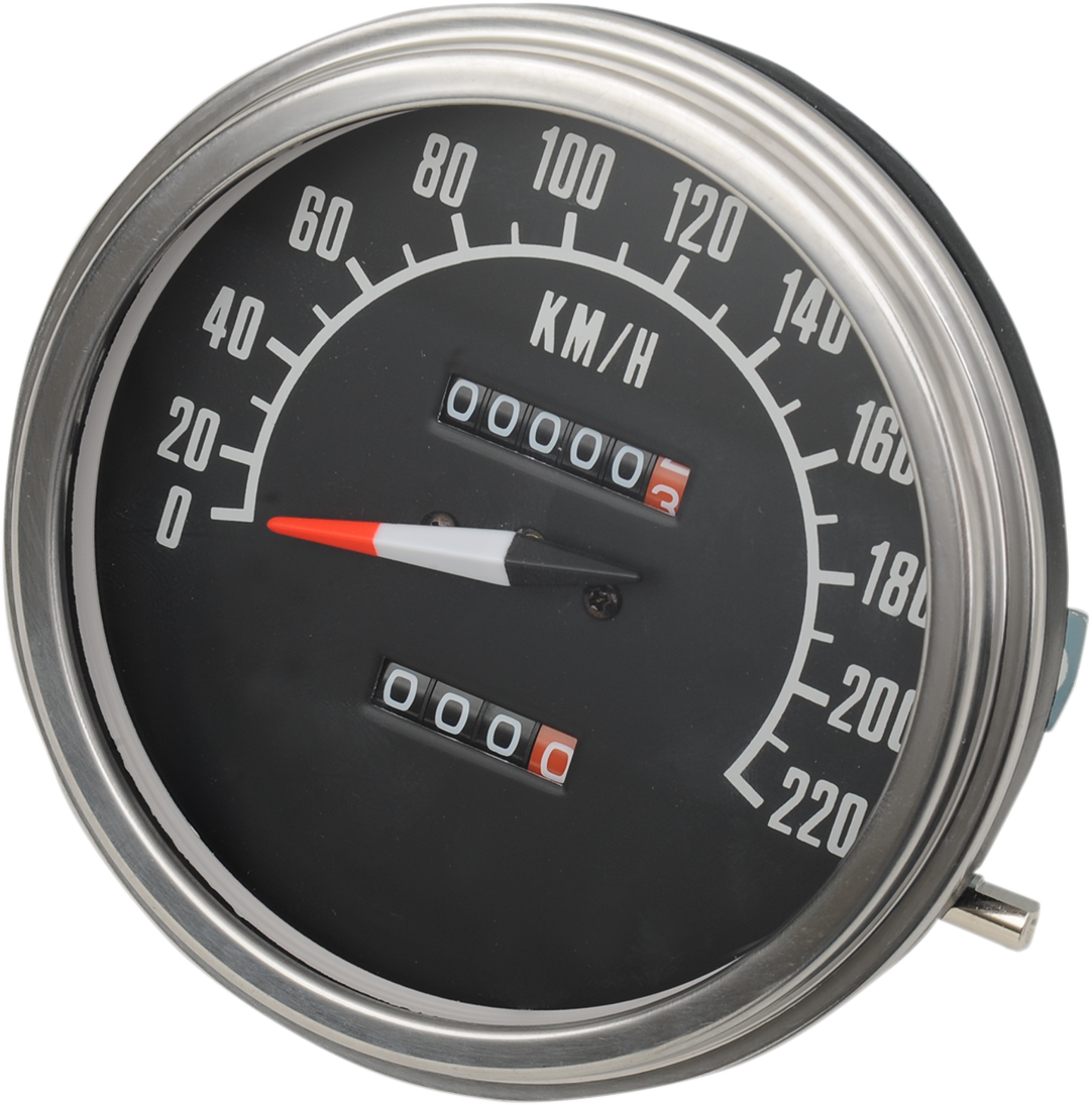 DRAG SPECIALTIES 5" KPH FL-Style 2:1 Speedometer - '68-'84 Black Face 72761KMX