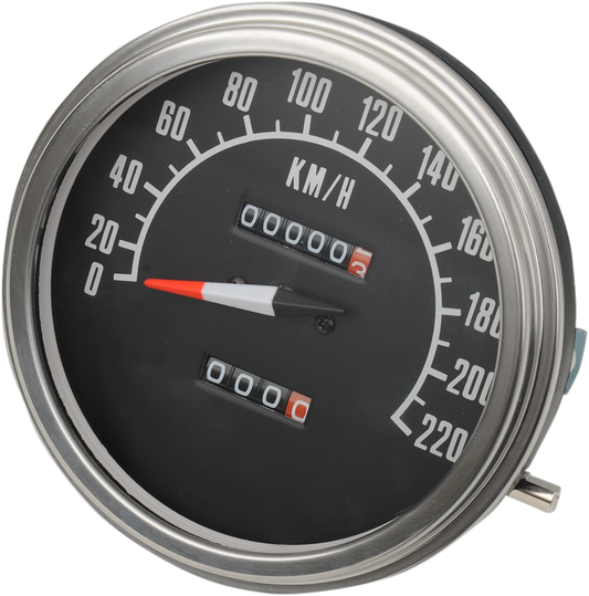 DRAG SPECIALTIES 5" KPH FL-Style 2:1 Speedometer - '68-'84 Black Face 72761KMX