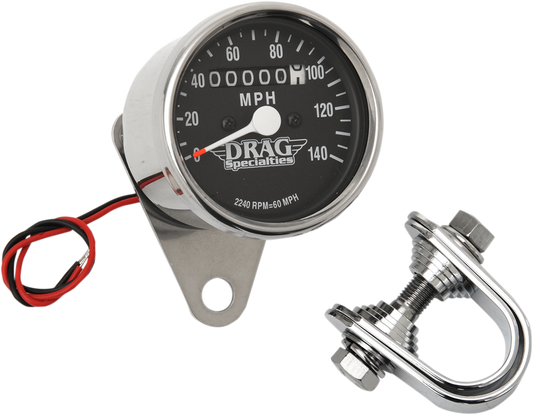 DRAG SPECIALTIES 2.4" MPH Mini LED Mechanical Speedometer/Indicators - Chrome Housing - Black Face - 2240:60 21-6809DS1-BX15