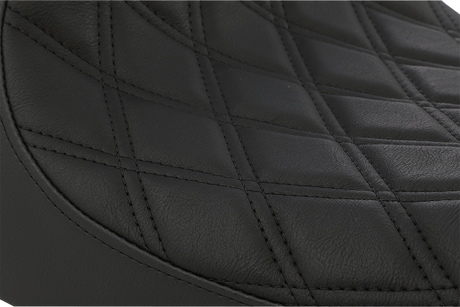 DRAG SPECIALTIES Seat - 3/4 Solo - Double Diamond - Black w/ Black Stitching - '04-'22 XL NO RUBBER BUMPERS 0804-0744