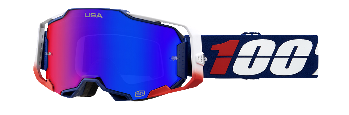 100% Armega Goggles - MX of Nations - HiPER Red/Blue Mirror 50003-00008