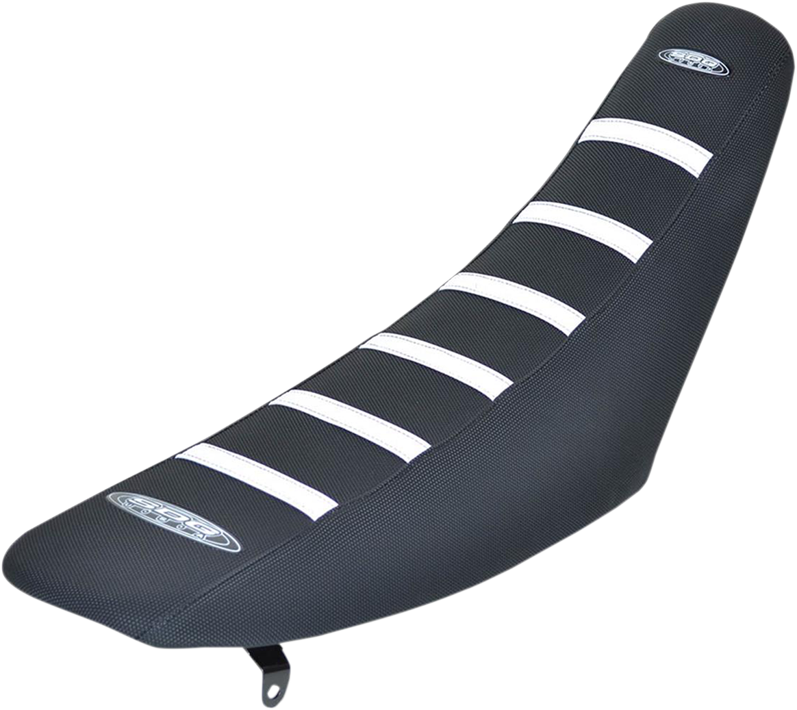 SDG 6-Ribbed Seat Cover - White Ribs/Black Top/Black Sides 95931WK