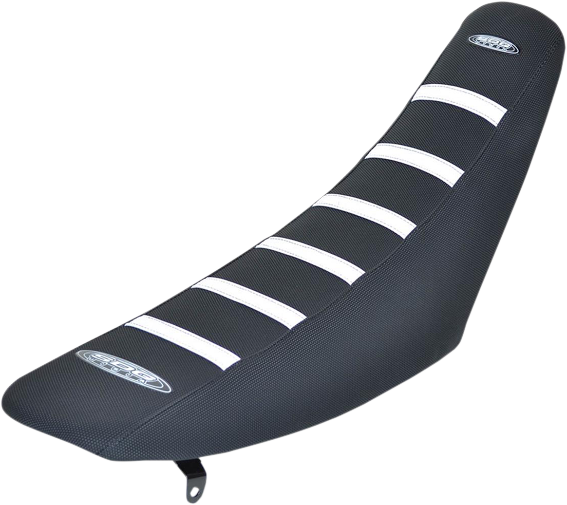 SDG 6-Ribbed Seat Cover - White Ribs/Black Top/Black Sides 95906WK