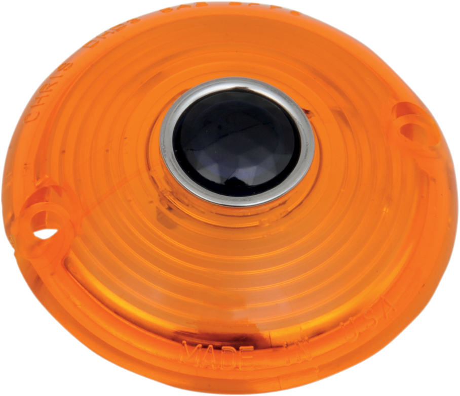 CHRIS PRODUCTS Turn Signal Lens - '63-'85 FL - Amber with Blue Dot DHD3AB