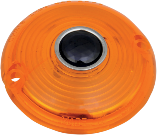 CHRIS PRODUCTS Turn Signal Lens - '63-'85 FL - Amber with Blue Dot DHD3AB