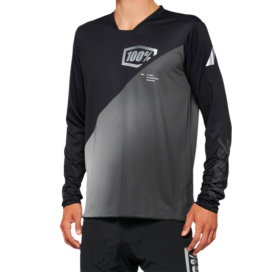 100% R-Core-X Long-Sleeve Jersey - Black/Gray - 2XL 40000-00004