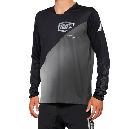 100% R-Core-X Long-Sleeve Jersey - Black/Gray - Large 40000-00002