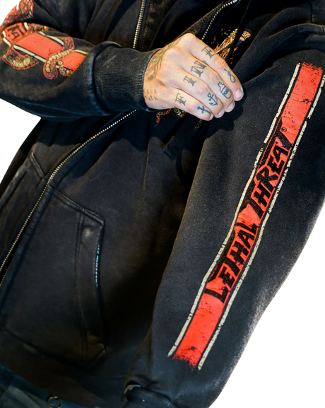 LETHAL THREAT Venom & Velocity Zip-Up Hoodie - Black - 4XL HD84075-4XL
