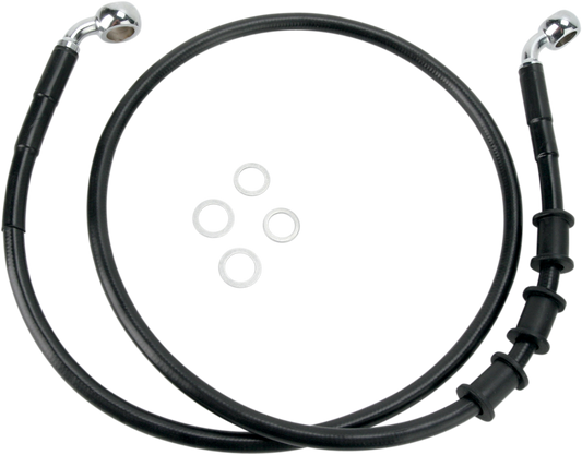 DRAG SPECIALTIES Brake Line - Front - Black - +10" 680219-10BLK