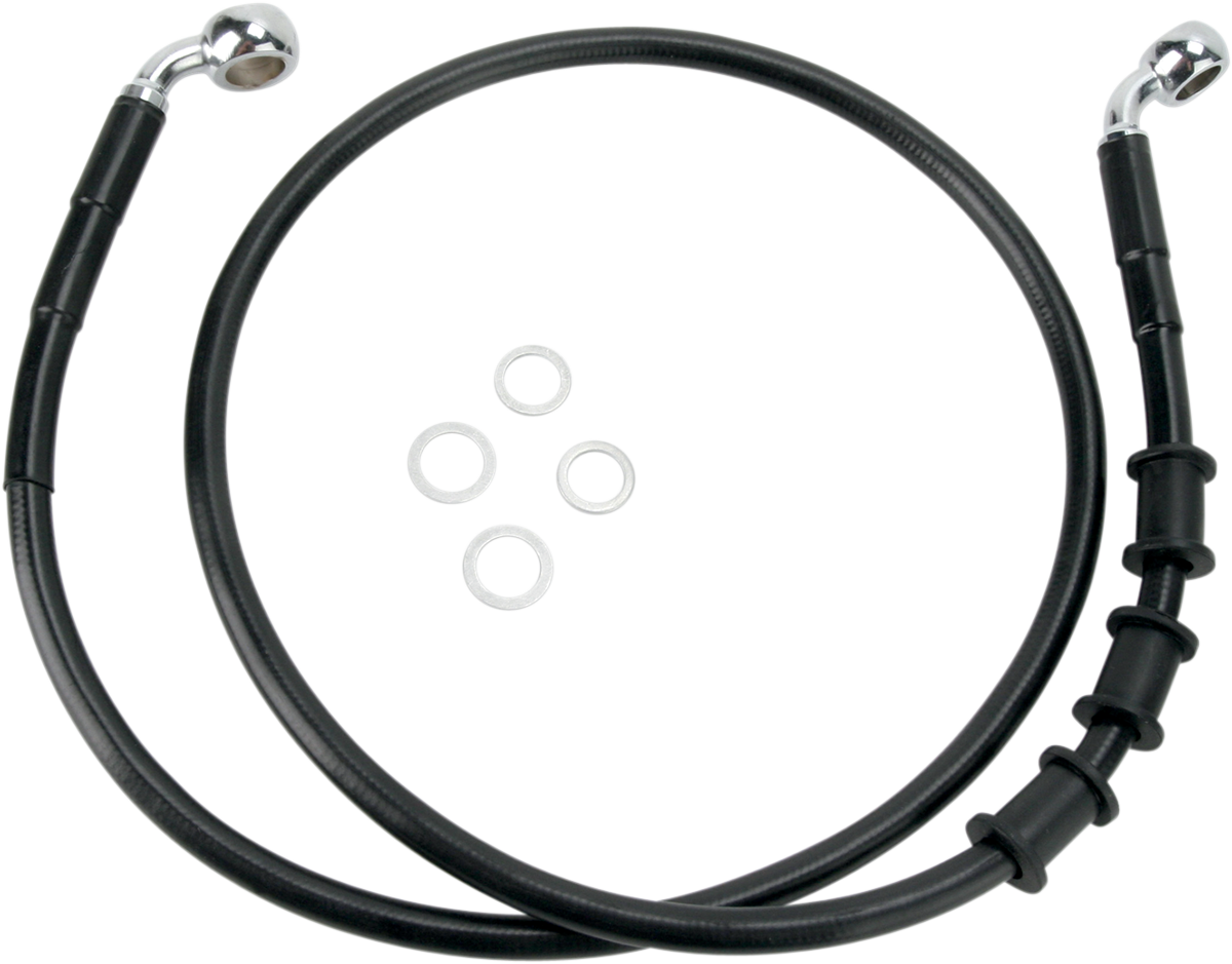 DRAG SPECIALTIES Brake Line - Front - Black - +8" 680219-8BLK