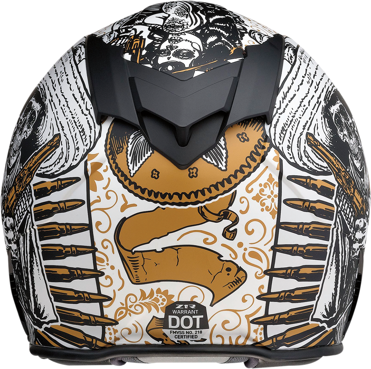 Z1R Warrant Helmet - Sombrero - White/Gold - Medium 0101-14166