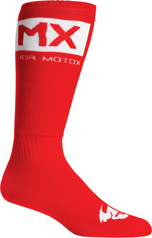 THOR MX Solid Socks - Red/White - Size 10-13 3431-0674